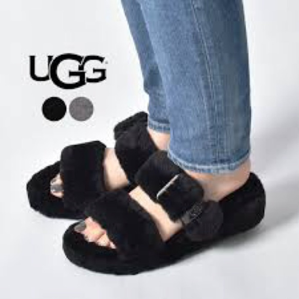 Ugg slides fluff black size 12